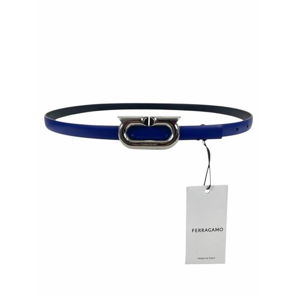 Salvatore Ferragamo Gancio Ellipse Skinny Leather Belt Size 80/32\